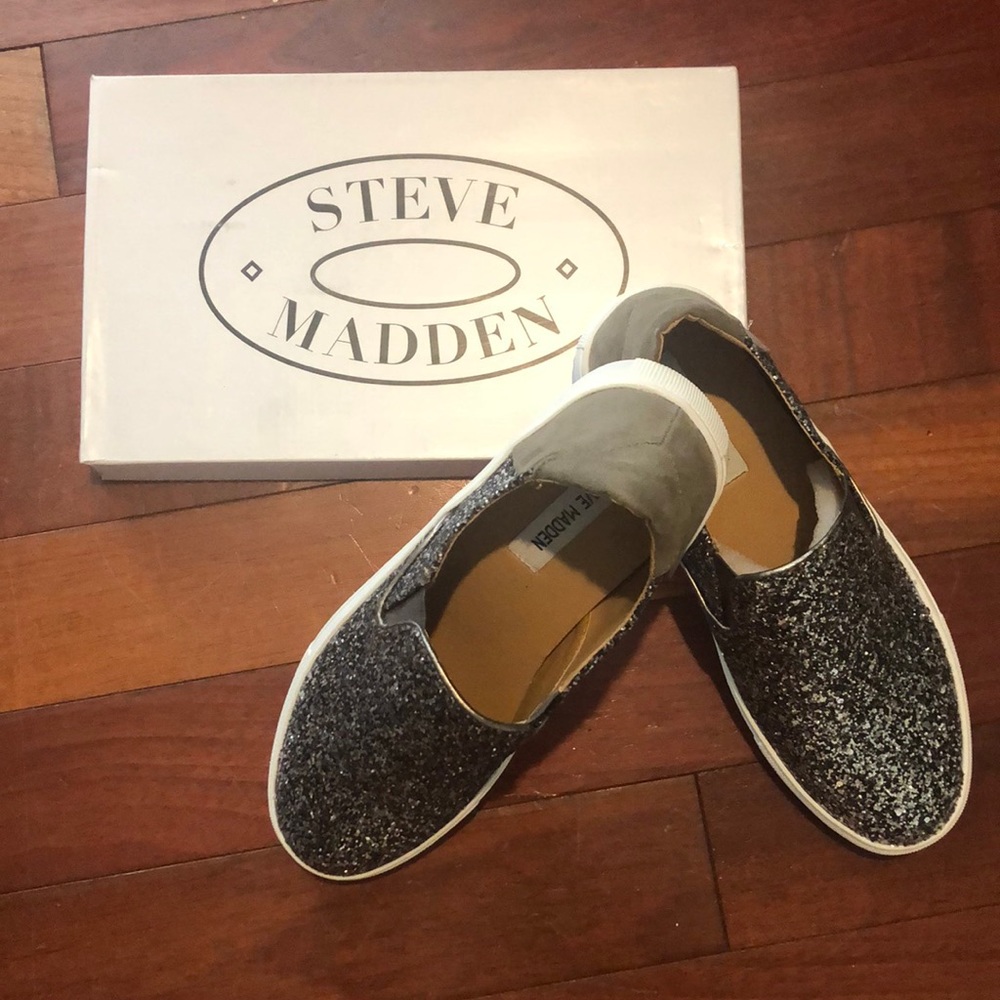 Sparkly glitter slip on sneakers